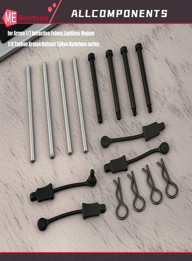 Mesimsple Suspension Arms Screw Pins 4x67.5mm Hinge Pins & Body Clips for 1/7 Infraction Felony Limitless Mojave 1/8 Typhon Kraton Outcast Talion Notorious 6S BLX EXB - Image 2